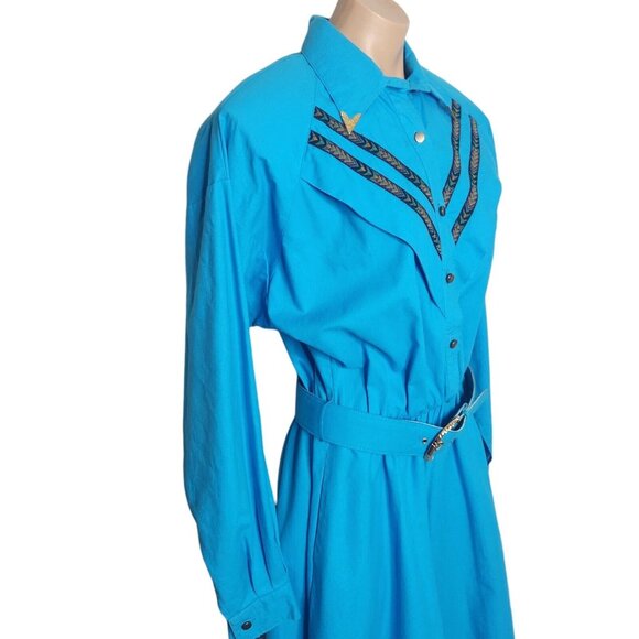 Vintages Lilia Smitty Exclusive Western Cowgirl Rodeo Turquoise Dress Size 11/12 - Picture 8 of 15
